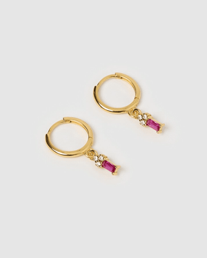 Izoa Carissa Huggie Earrings Hot Pink