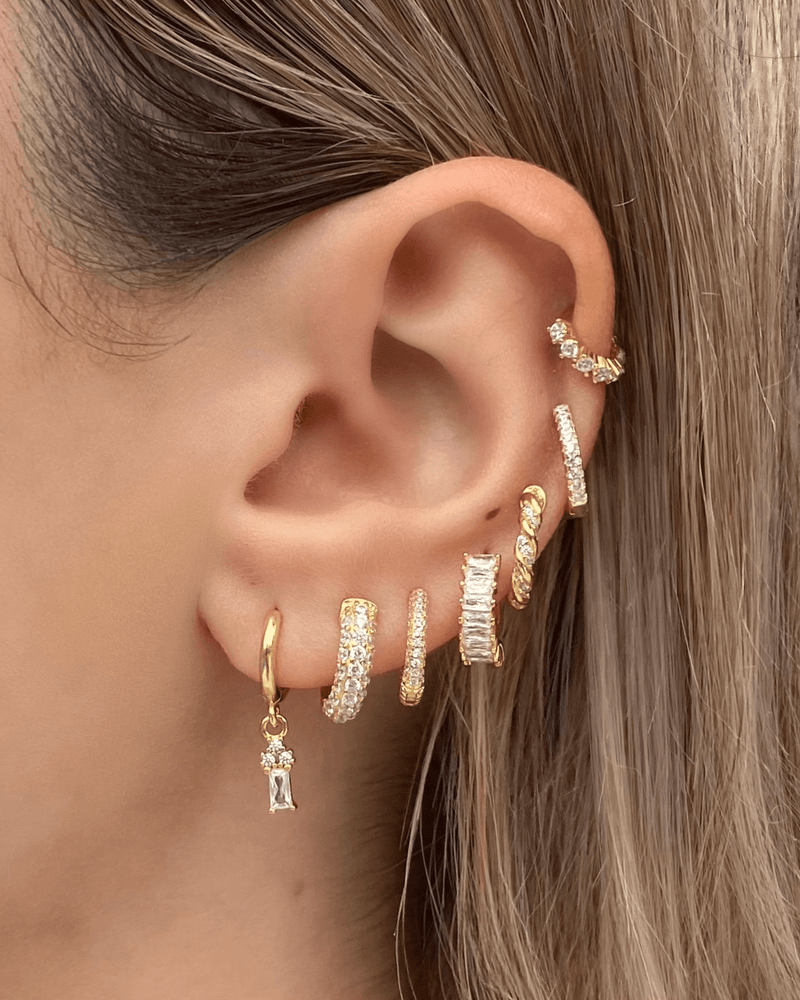 Izoa Celine Huggie Earrings Gold Clear