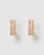 Izoa Celine Huggie Earrings Gold Pink