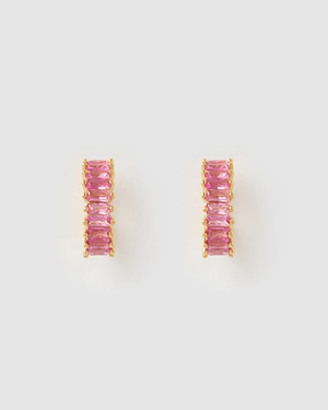 Izoa Celine Huggie Earrings Hot Pink