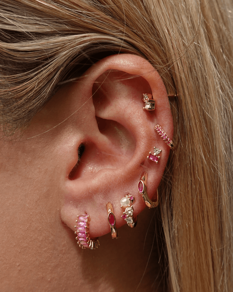 Izoa Celine Huggie Earrings Hot Pink