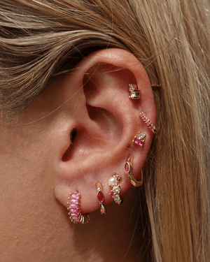 Izoa Celine Huggie Earrings Hot Pink