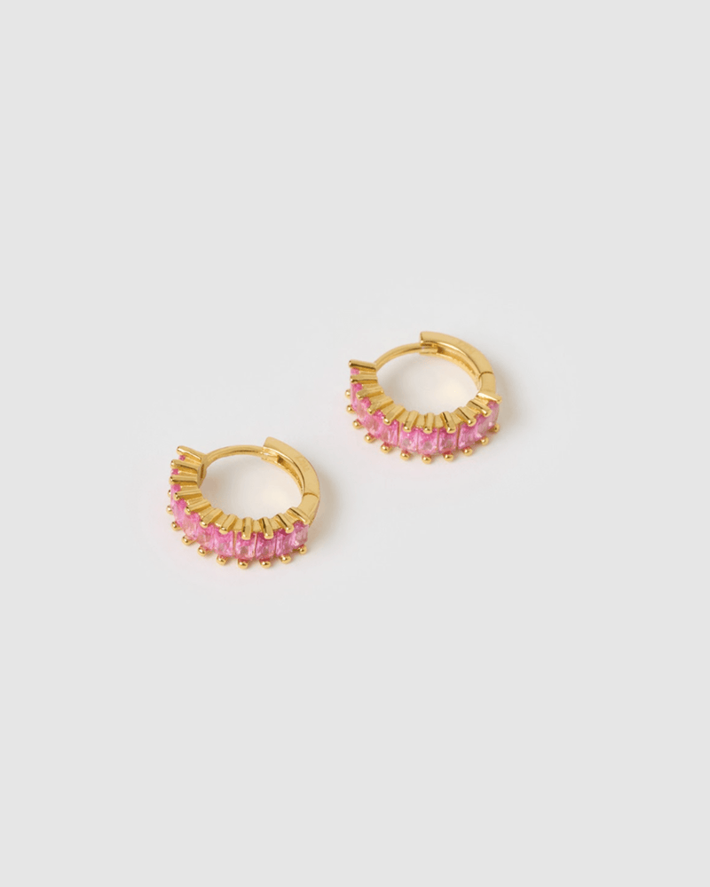 Izoa Celine Huggie Earrings Hot Pink