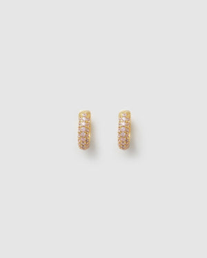 Izoa Chelsea Mini Huggie Earrings Gold Baby Pink