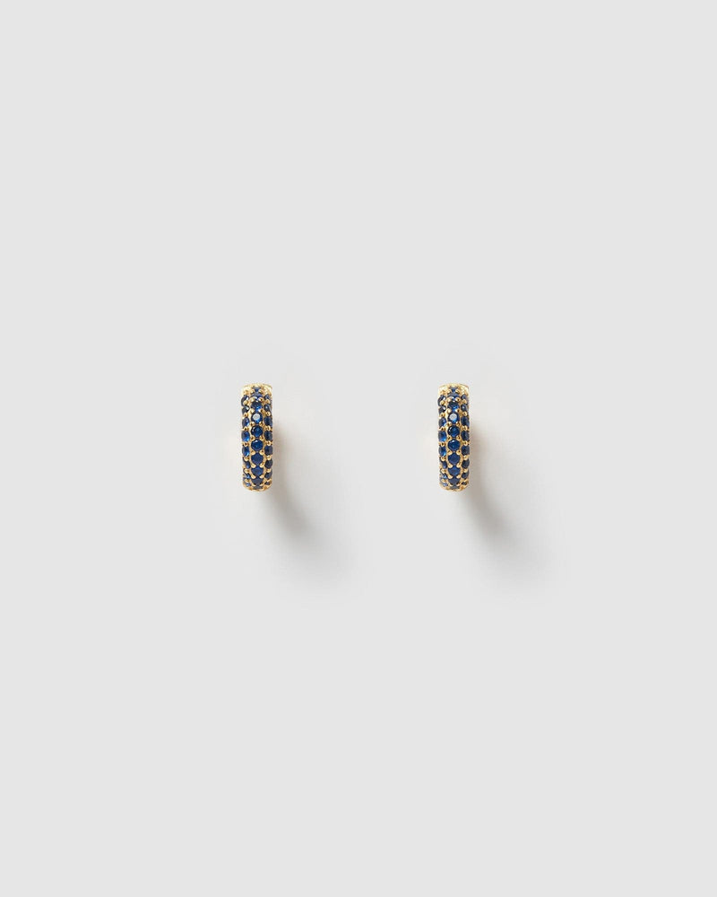 Izoa Chelsea Mini Huggie Earrings Gold Blue