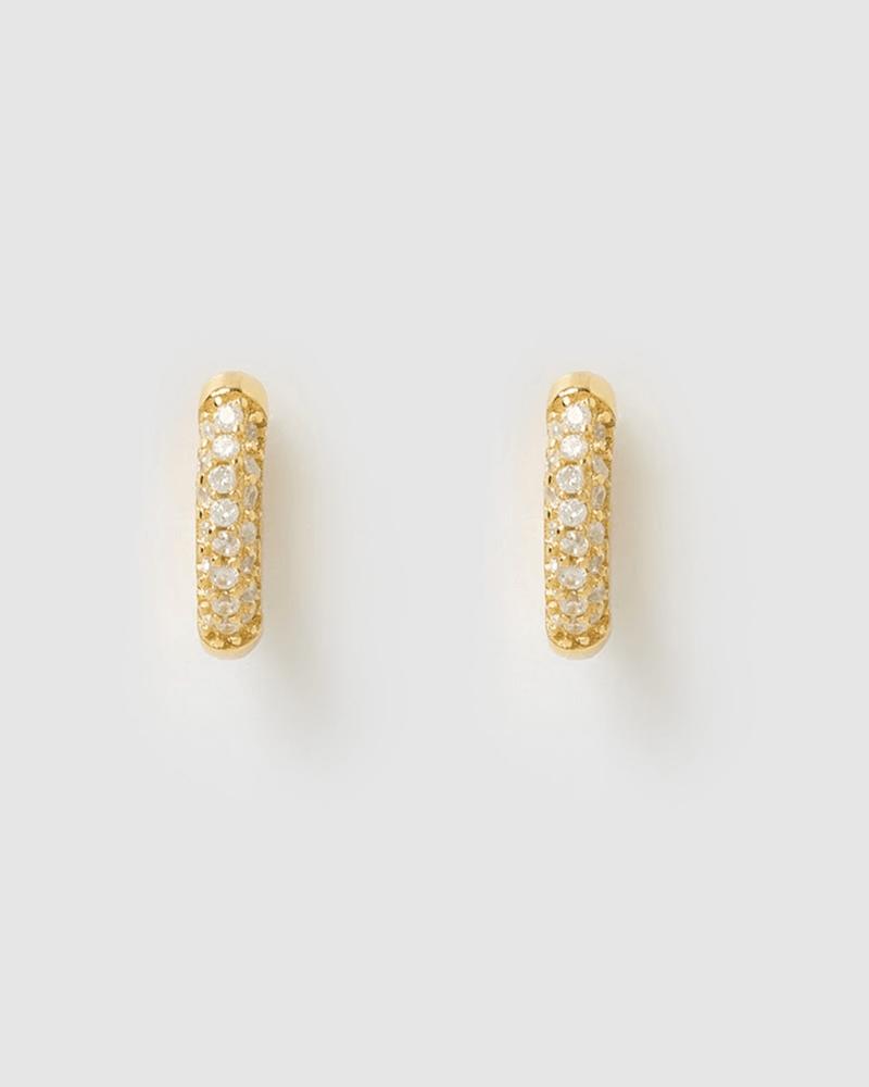 Izoa Coco Huggie Earrings Gold Clear