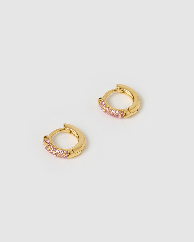 Izoa Coco Huggie Earrings Pink