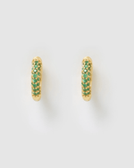 Izoa Coco Huggie Earrings Green