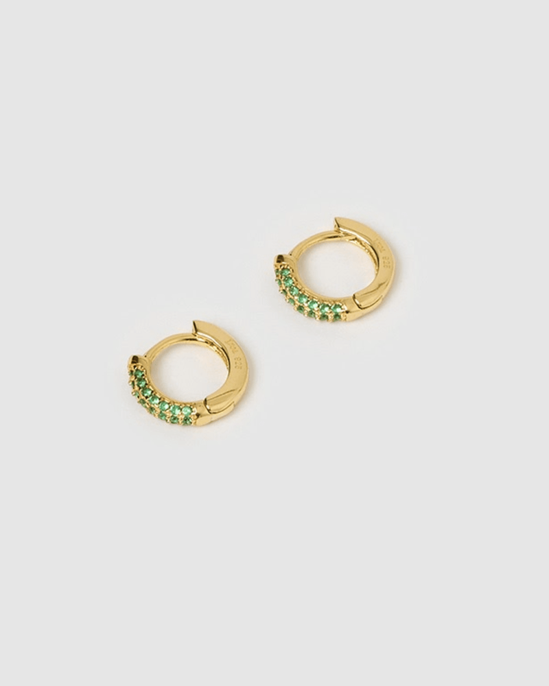 Izoa Coco Huggie Earrings Green