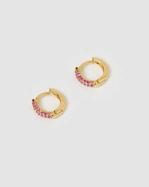 Izoa Coco Huggie Earrings Hot Pink