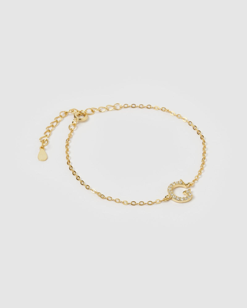 Izoa Crystal Letter G Bracelet Gold