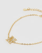 Izoa Crystal Letter N Bracelet Gold