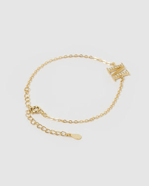 Izoa Crystal Letter N Bracelet Gold