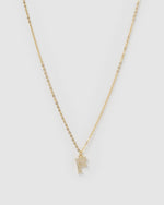 Izoa Crystal Letter F Necklace Gold