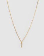 Izoa Crystal Letter I Necklace Gold