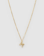 Izoa Crystal Letter M Necklace Gold