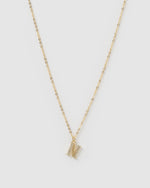 Izoa Crystal Letter N Necklace Gold