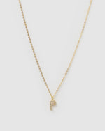 Izoa Crystal Letter P Necklace Gold