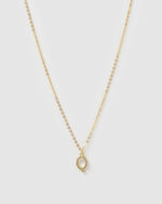 Izoa Crystal Letter Q Necklace Gold