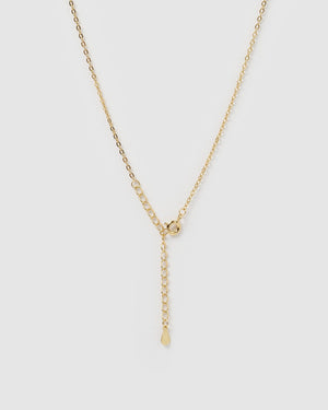 Izoa Crystal Letter R Necklace Gold