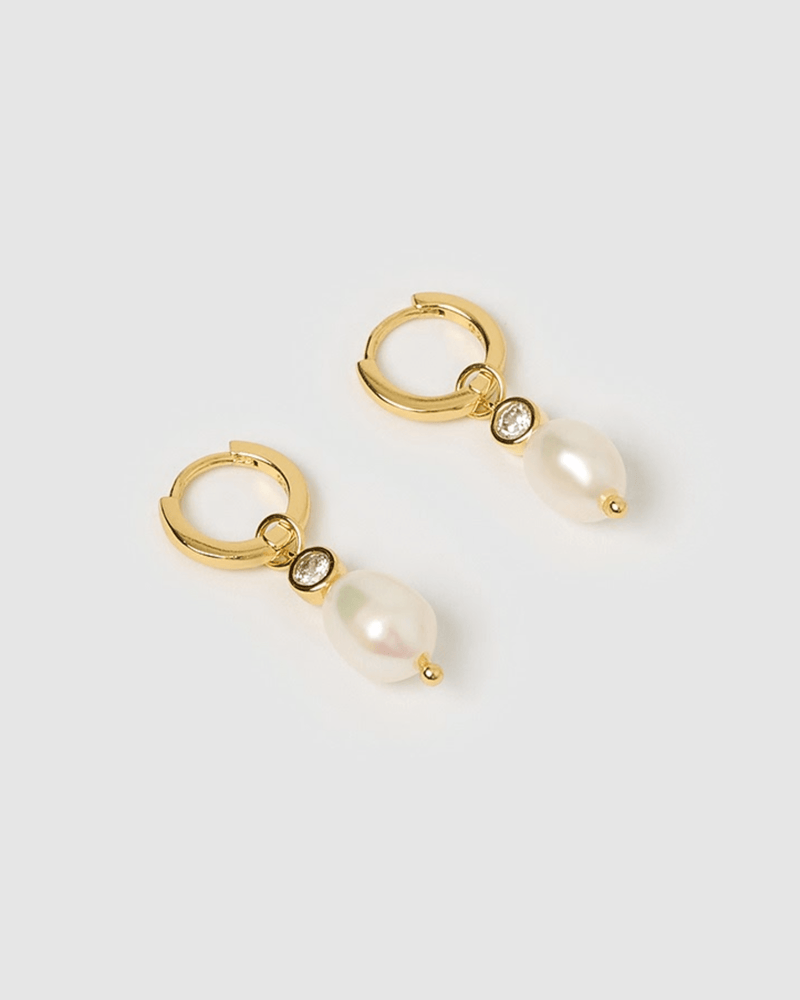 Izoa Dashiell Pearl Huggie Earrings