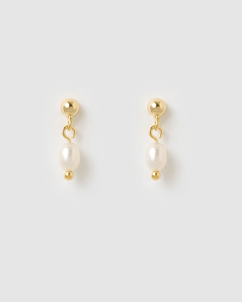 Izoa Dove Earrings Gold Pearl