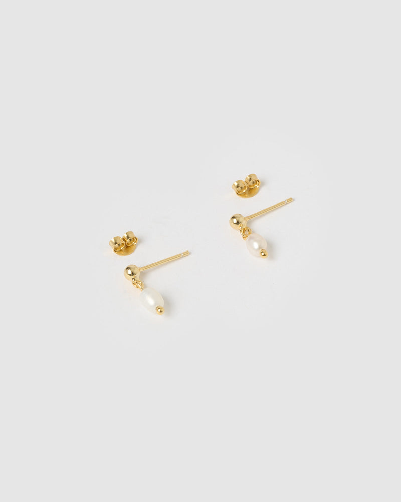 Izoa Dove Earrings Gold Pearl