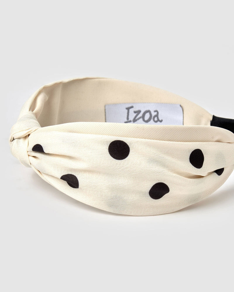 Izoa Elizabeth Headband White Polka Dot