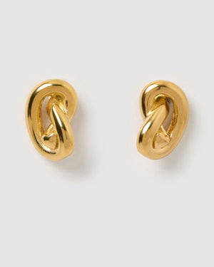 Izoa Eve Knot Stud Earrings Gold