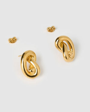 Izoa Eve Knot Stud Earrings Gold