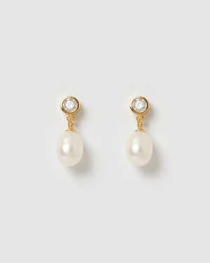 Izoa Everlee Earrings Gold Pearl