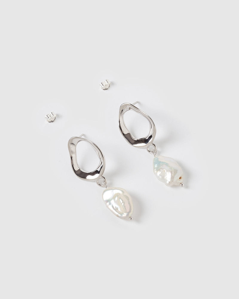 Izoa Forbidden Earrings Silver Freshwater Pearl