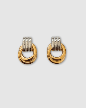 Izoa Fusion Stud Earrings Two-Toned