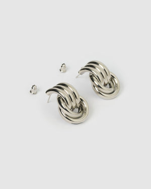 Izoa Fusion Stud Earrings Silver