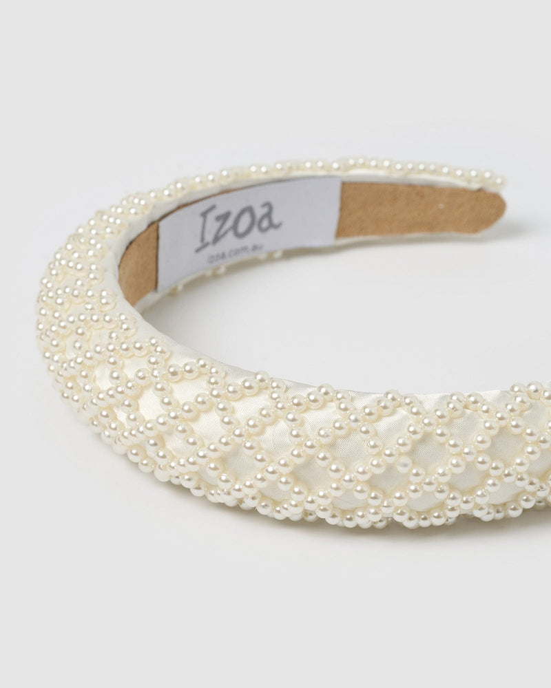 Izoa Genevieve Headband Pearl