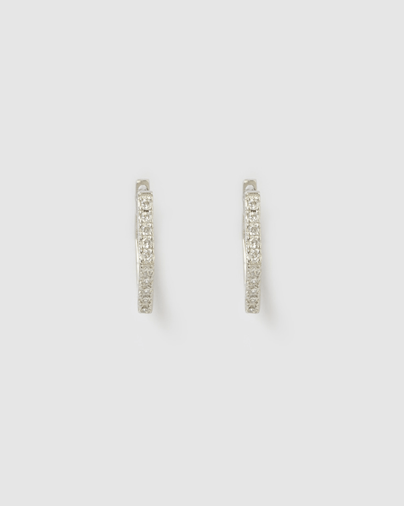 Izoa Geo Huggie Earrings Silver