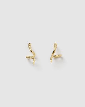 Izoa Ja Faar Snake Stud Earrings Gold