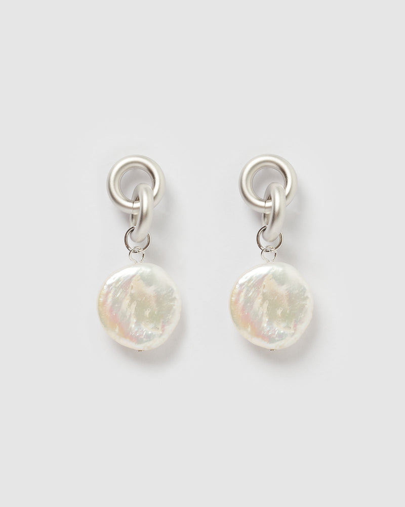 Izoa Juno Earrings Silver Freshwater Pearl