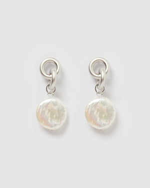 Izoa Juno Earrings Silver Freshwater Pearl