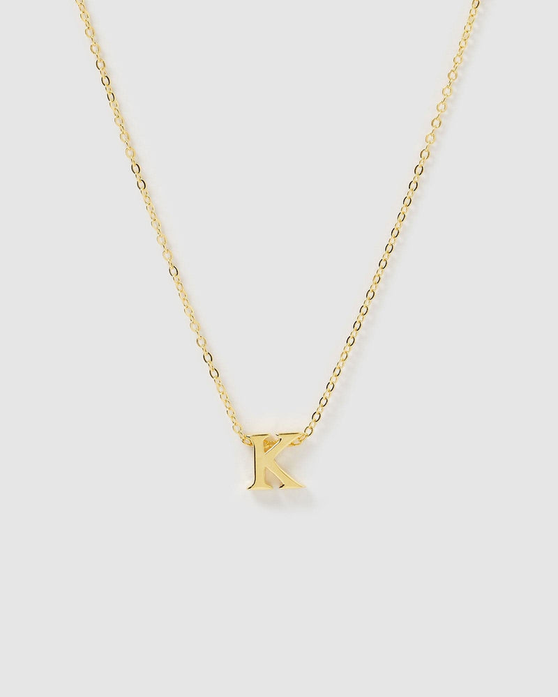 Izoa Kids Alphabet Letter K Necklace Gold