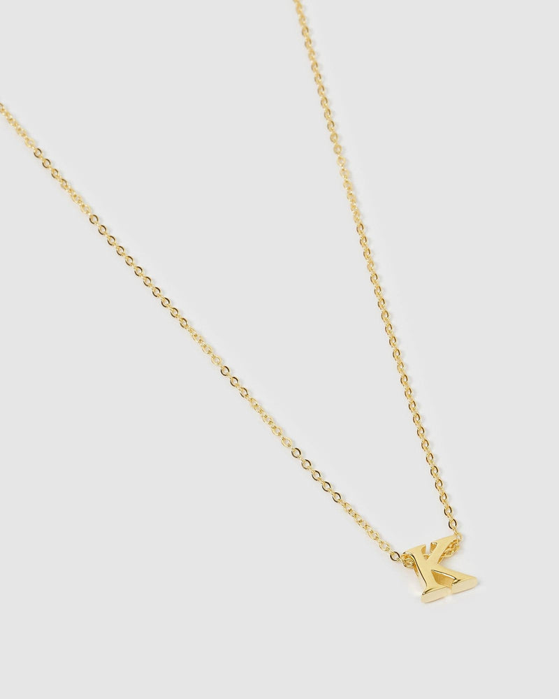 Izoa Kids Alphabet Letter K Necklace Gold