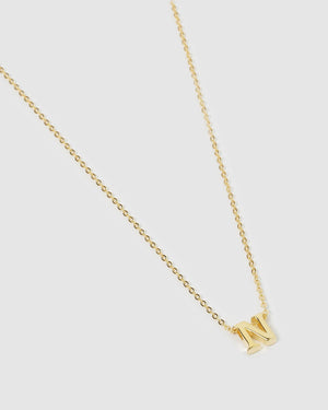 Izoa Kids Alphabet Letter N Necklace Gold