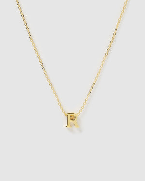 Izoa Kids Alphabet Letter R Necklace Gold