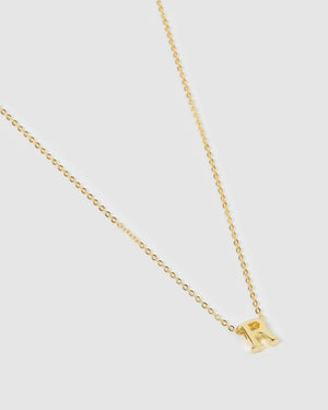 Izoa Kids Alphabet Letter R Necklace Gold