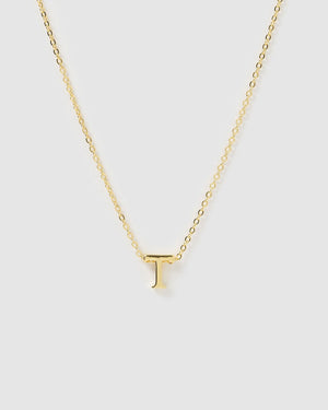 Izoa Kids Alphabet Letter T Necklace Gold