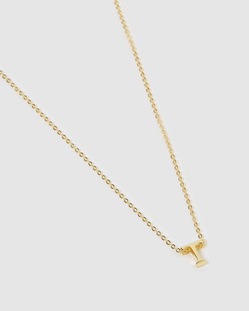 Izoa Kids Alphabet Letter T Necklace Gold