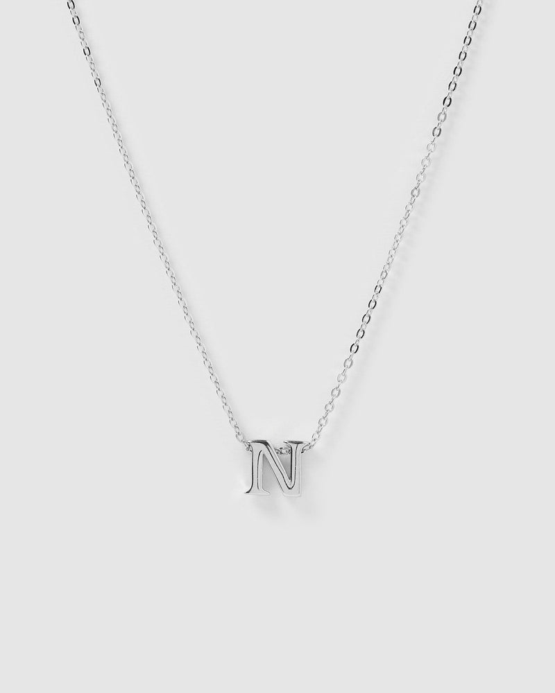 Izoa Kids Alphabet Letter N Necklace Sterling Silver