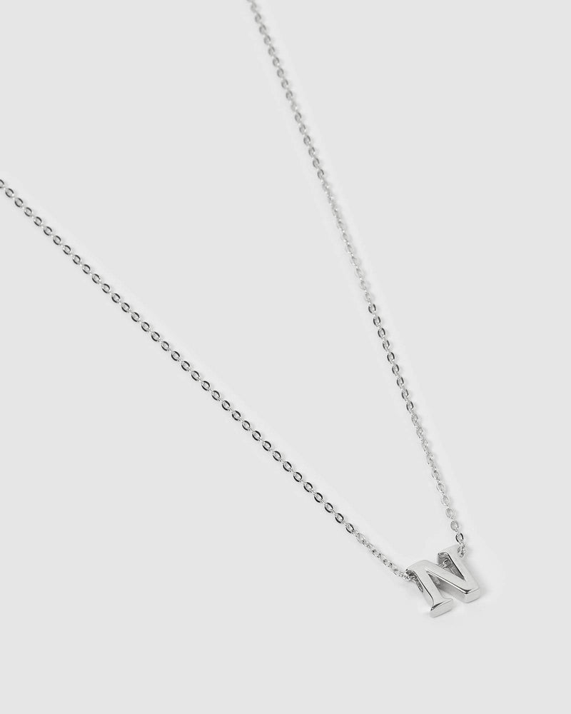 Izoa Kids Alphabet Letter N Necklace Sterling Silver