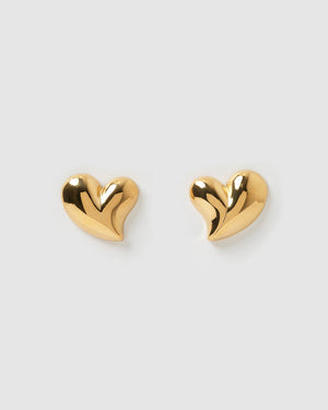 Izoa Layla Heart Stud Earrings Gold