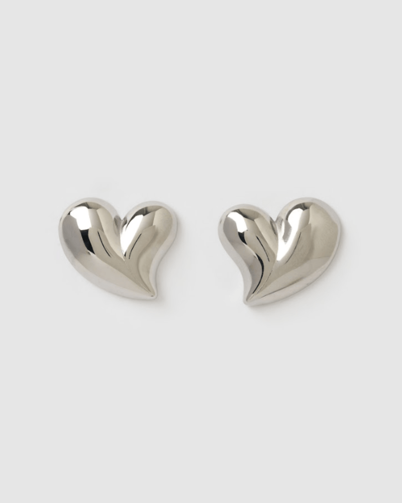 Izoa Layla Heart Stud Earrings Silver